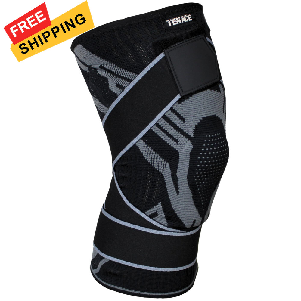 Tenace BJJ Knee Brace Grappling - Compression Pad X-Large, Black/White