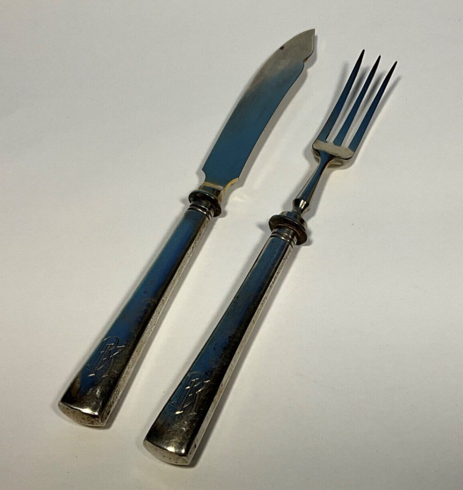 Antique German .800 Silver Appetizer /Seafood Fork & Knife ca. 1890