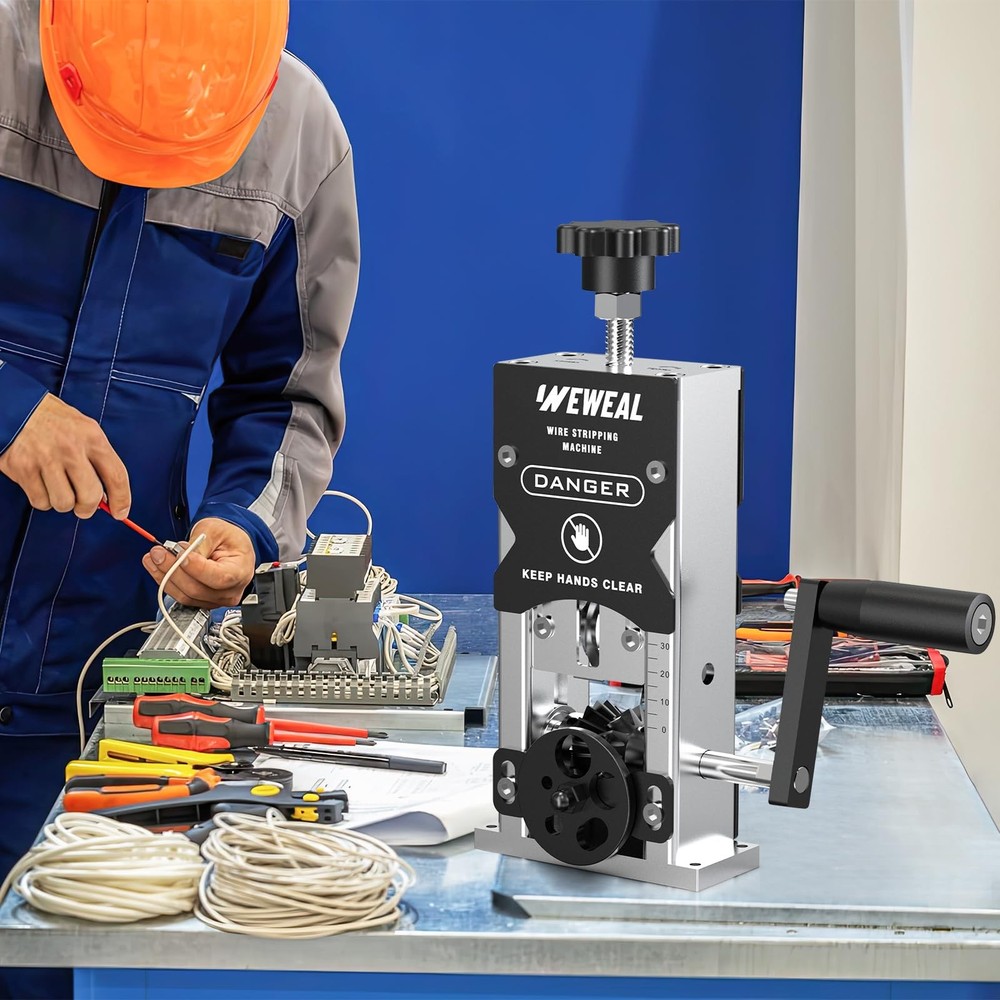 Wire Stripper Machine, 0.06"-1.18" Cable Stripping Tool with Hand Crank & Dri...