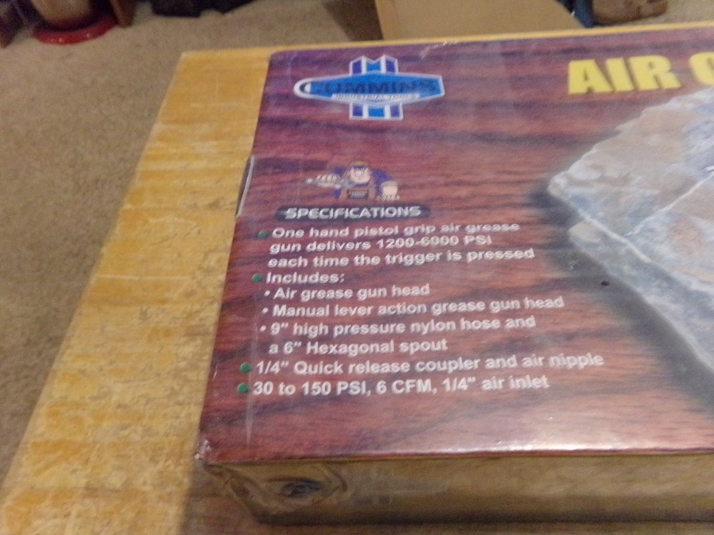 CUMMINS AIR POWERED GREASE GUN. OPEN BOX.