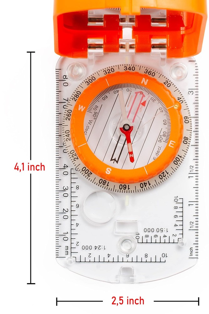 Sighting Compass Mirror Adjustable Declination - Boy Scout Compass Survival C...