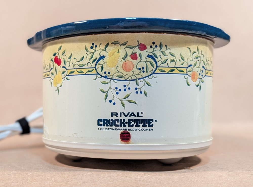 Vintage Rival Crock-Ette Grape Pattern 1 Quart Stoneware Slow-Cooker 3205