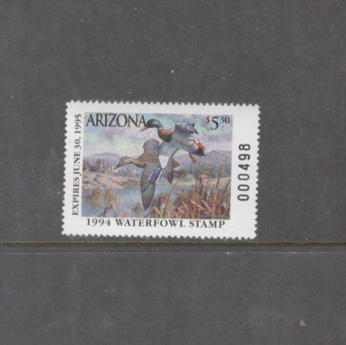 Arizona State Duck Stamp 1994 $5.50   at face value