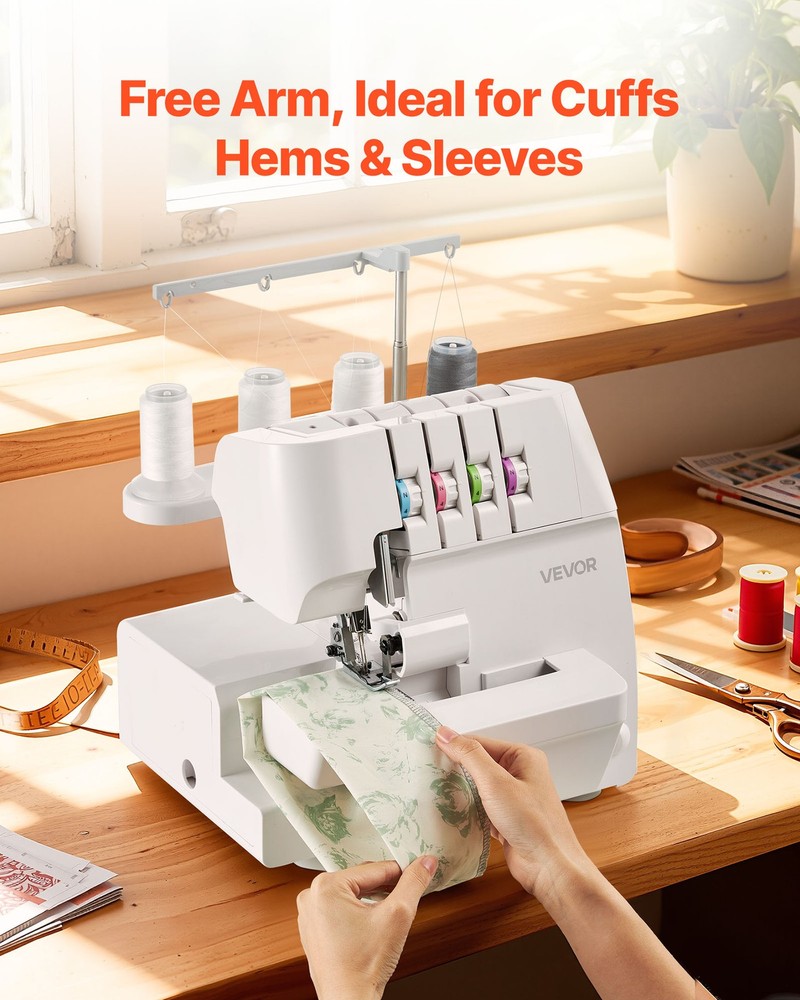 VEVOR Serger Sewing Machine Overlock Machine 1250 SPM 2-3-4 Thread Capability