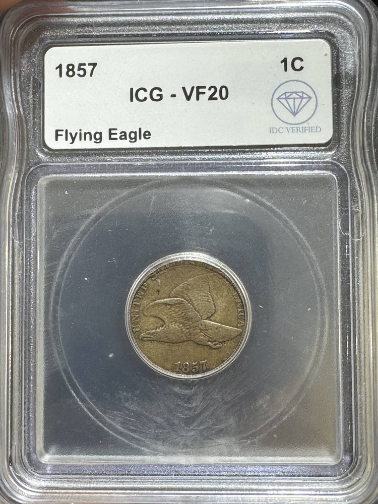 1857 Flying Eagle Cent ICG VF20 IDC Verified