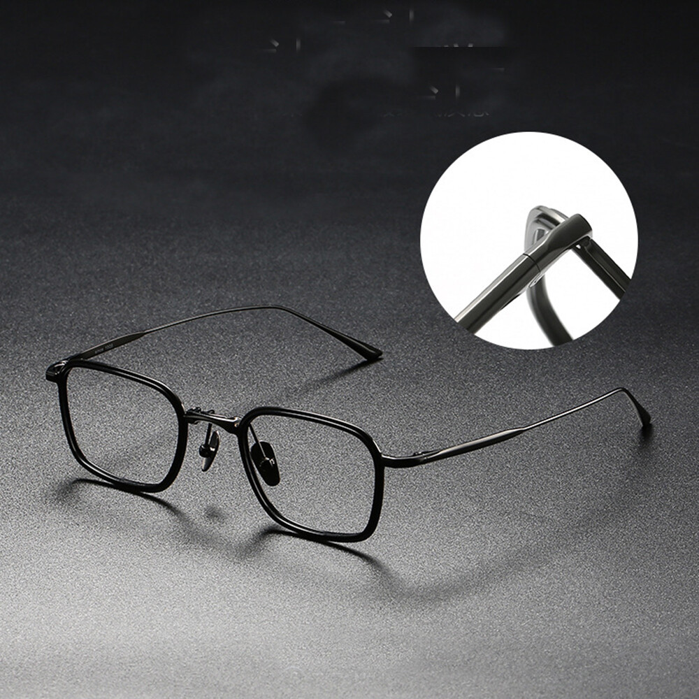 Men Vintage Square Eyeglass Frames Retro Titanium Glasses Light Spectacles