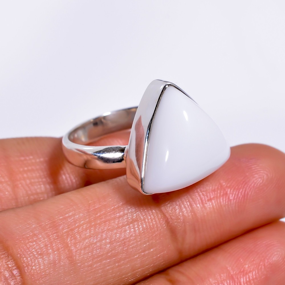 White Coral gemstone Beautiful Statement Ring Solid 925 Sterling Silver Ring