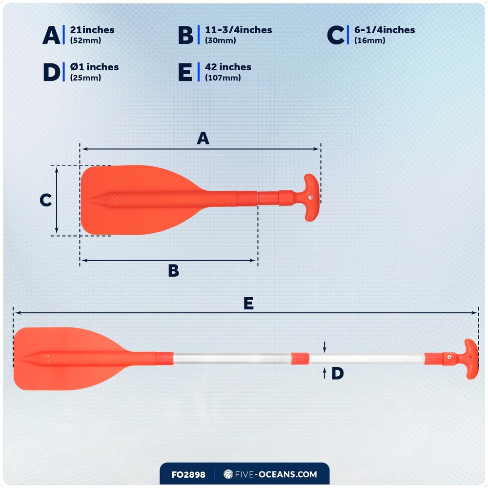 Five Oceans Boat Paddle, Emergency Paddle -Telescoping Paddle, Boat Paddles, ...