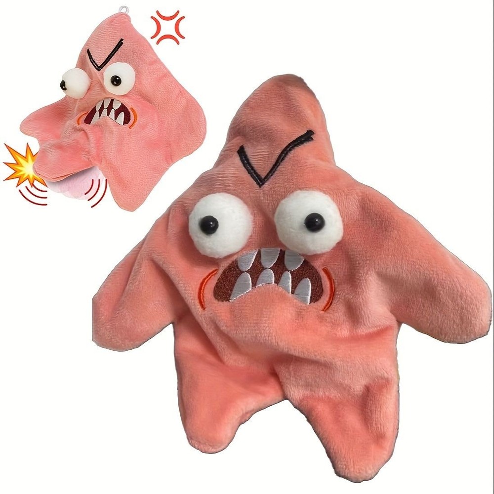 Grumpy Starfish Pink Kicking Plush Backpack Keychain Funny Cute Gift