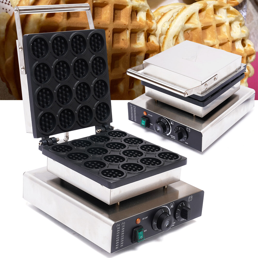 16-Grid Waffle Baker Commercial Nonstick Waffle Machine Time Temperature Control