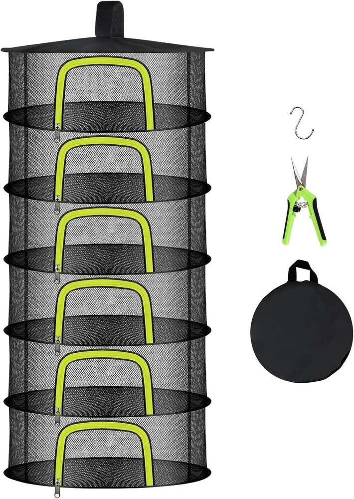 6 Layer Herb Drying Rack, Herb Drying Rack Hanging Mesh, Foldable Plant Drying N