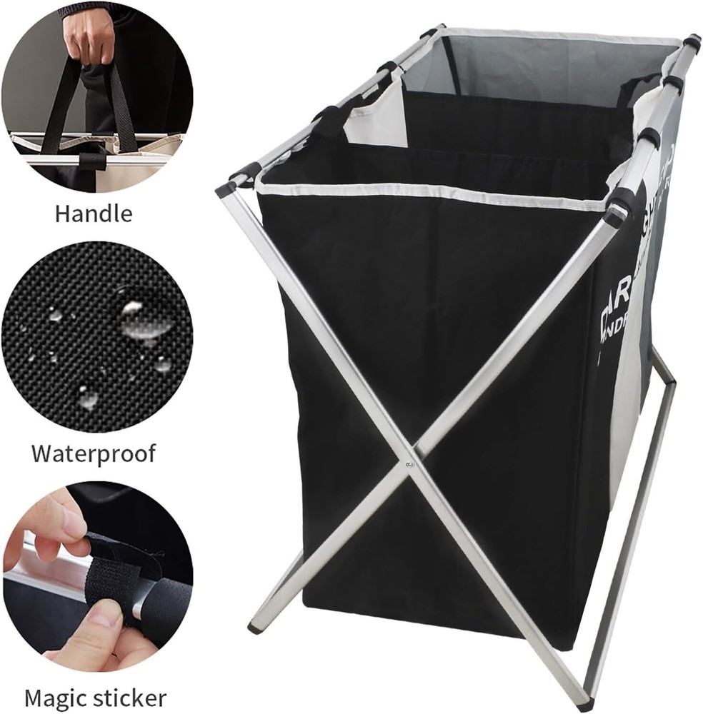 Laundry Basket Organizer. 3 Sections 26"x15''x23'' Foldable Dirty Laundry Hamper