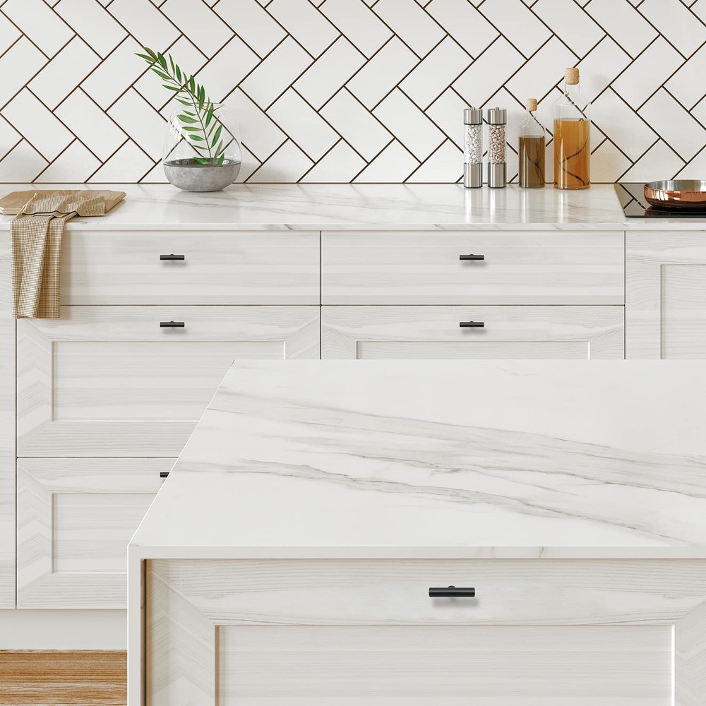 10 Pack Matte Black 2 Inch Cabinet Knobs Stainless Steel Pulls Hardware