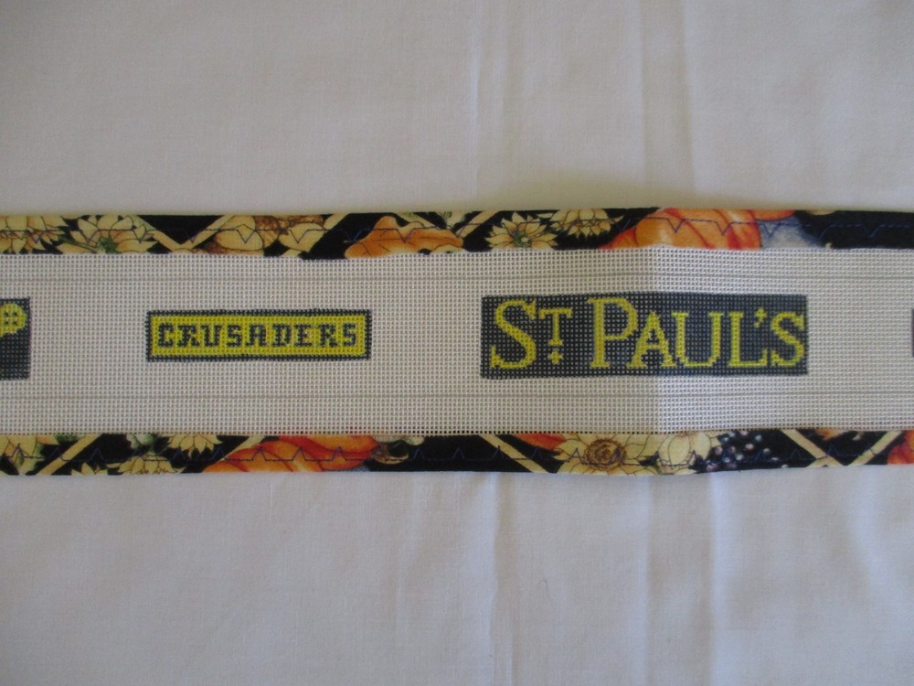 Handpainted Needlepoint Canvas - Belt with "St. Paul's Crusaders" Design