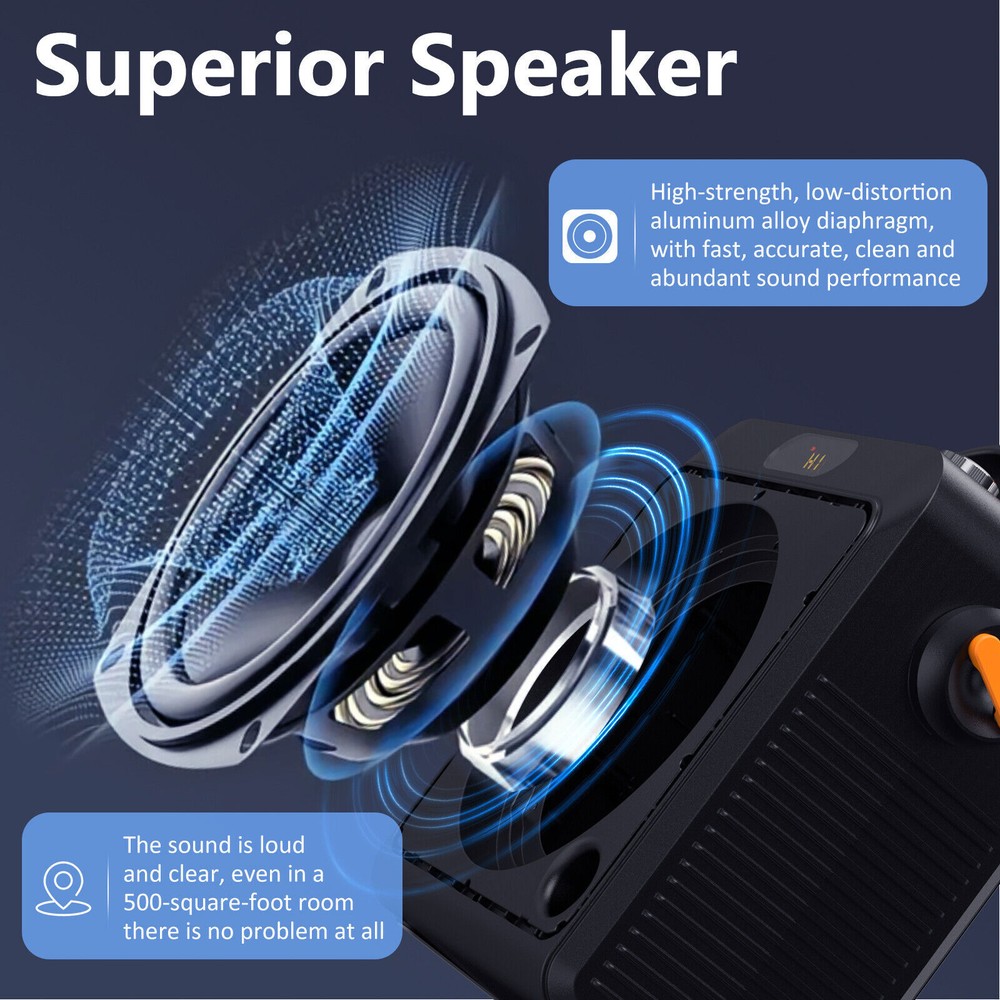 JYX Bluetooth Speaker w/Wireless Microphone +Strap Karaoke Machine Party Speaker