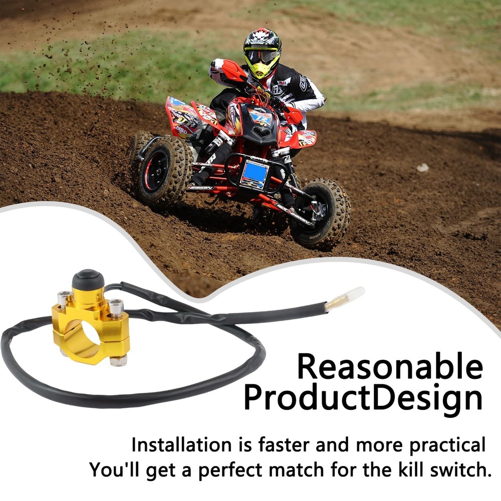 TXRXIZ Universal Motorcycle Engine Stop Start Kill Switch Gold(Black Button)