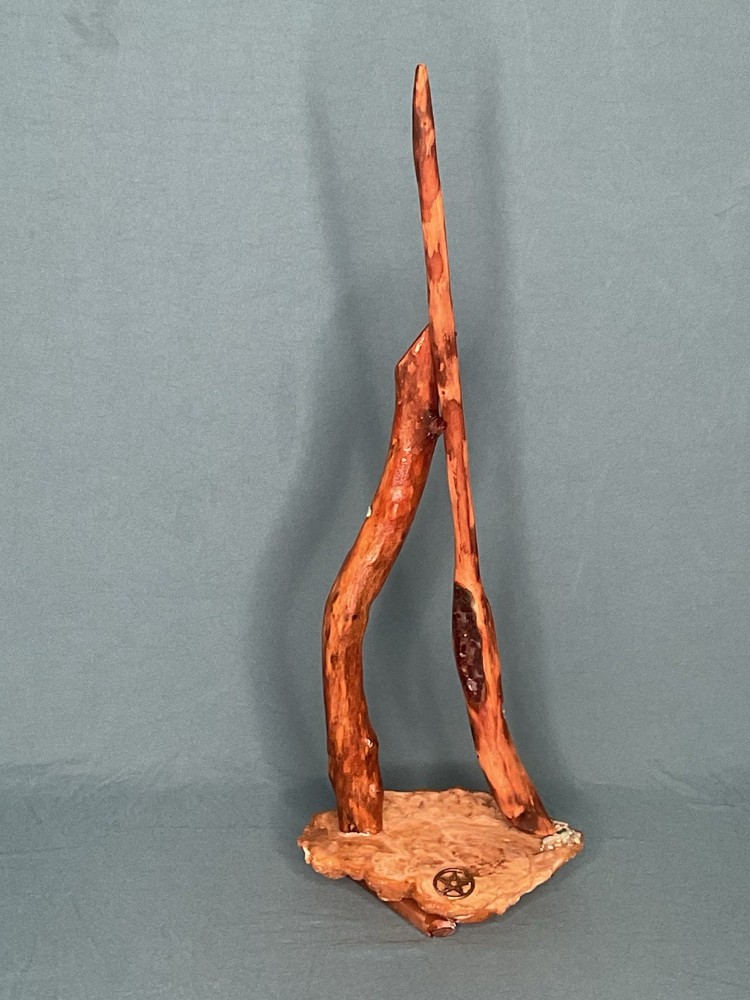 Hand made oak  Magic Wand Wit Granate Stone