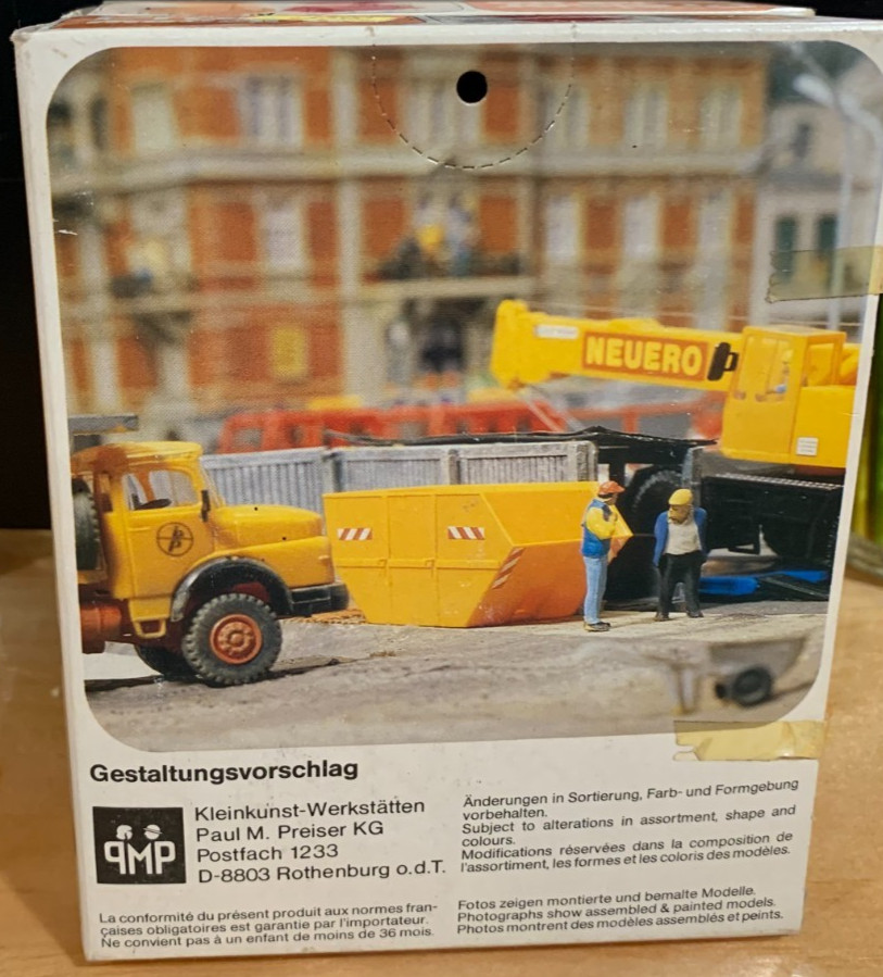 Rare Preiser HO Modell Model Kit #1214 Containers for Skip Handler NIB