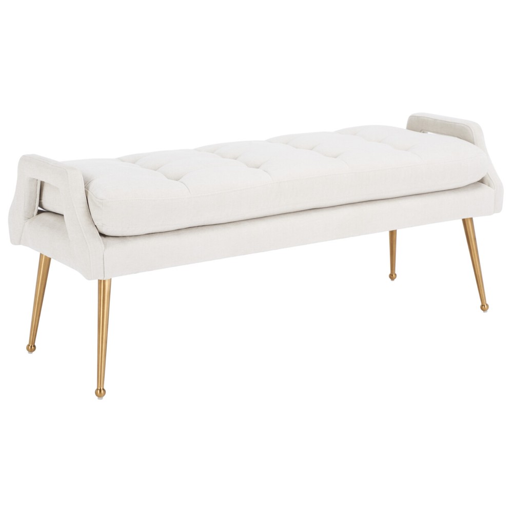 SAFAVIEH Everdeen Bench | Light Grey / Gold |