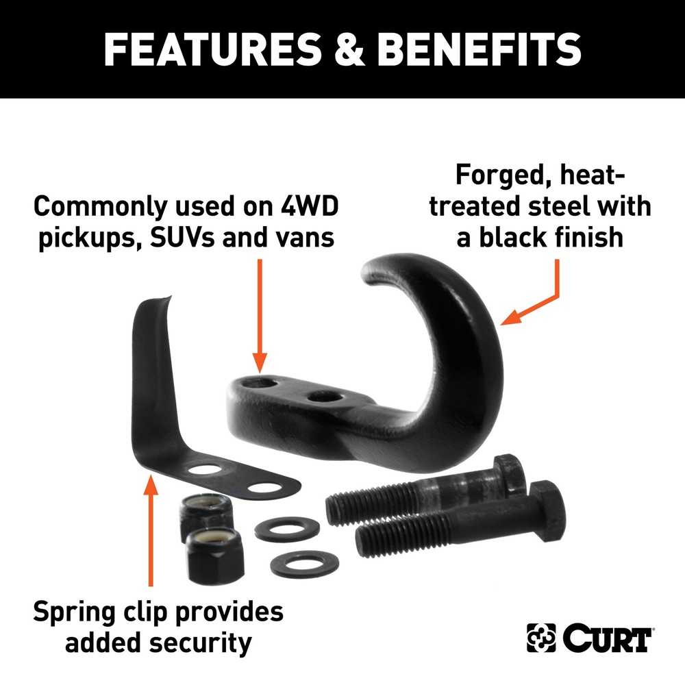 Curt-Tow Hook with Hardware (10,000 lbs., Black)
