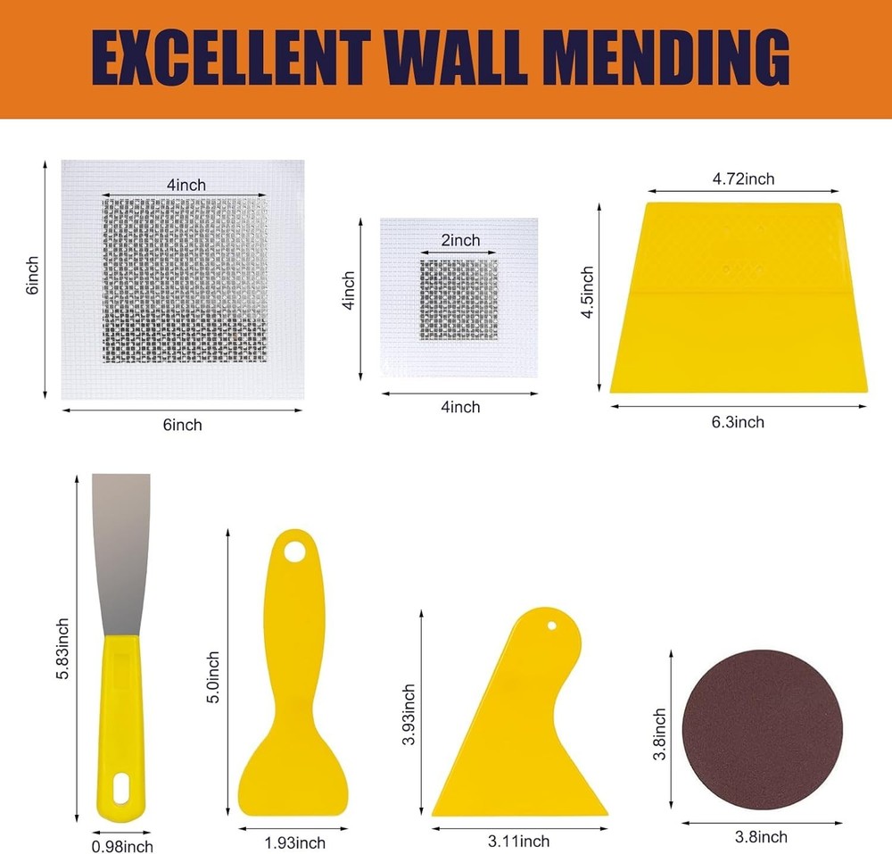 Drywall Repair Kit Wall Hole Patch Spackle Putty Scraper Mesh Tools Set