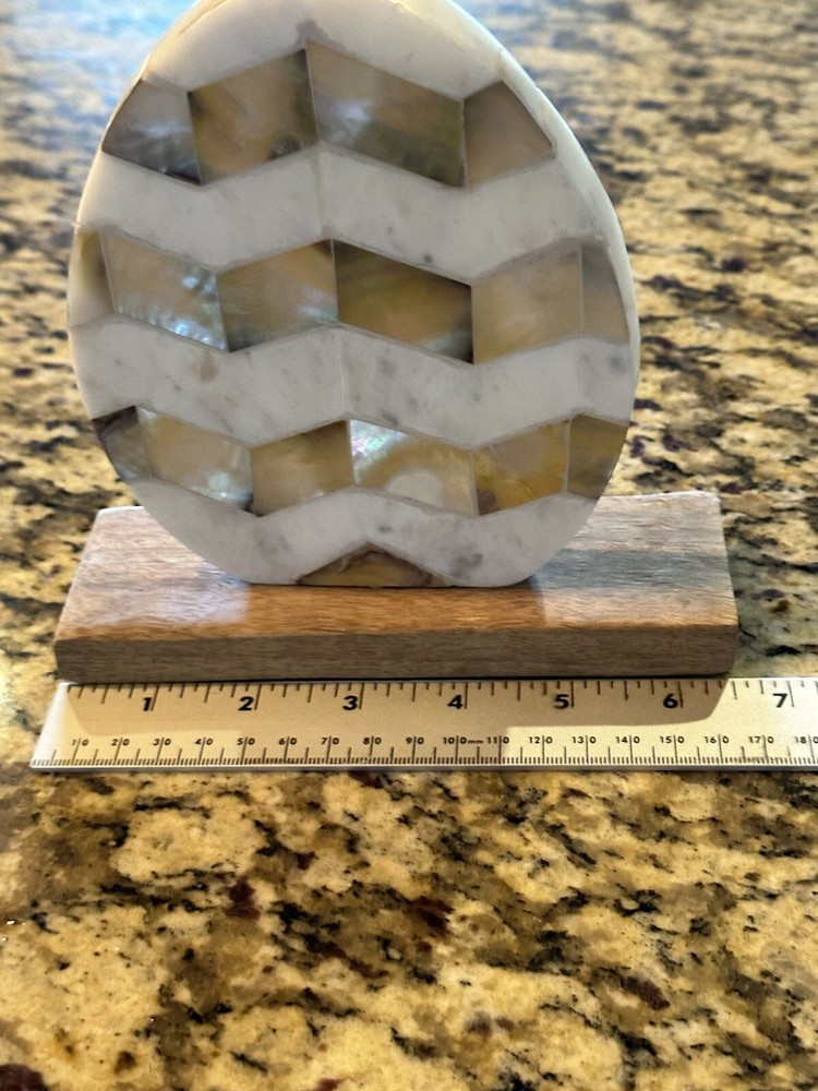 Luxehabitat Marble Easter Egg Bookend Statue Figurine Mantle Display