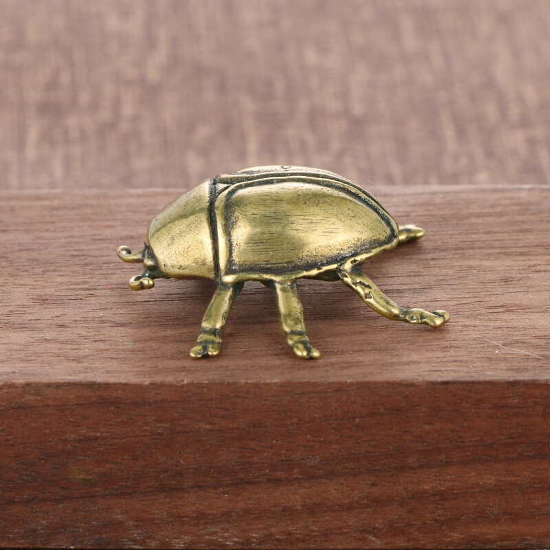 Brass Insect Ornament Beetle Ladybug Tea Pet Copper Giftware Antique