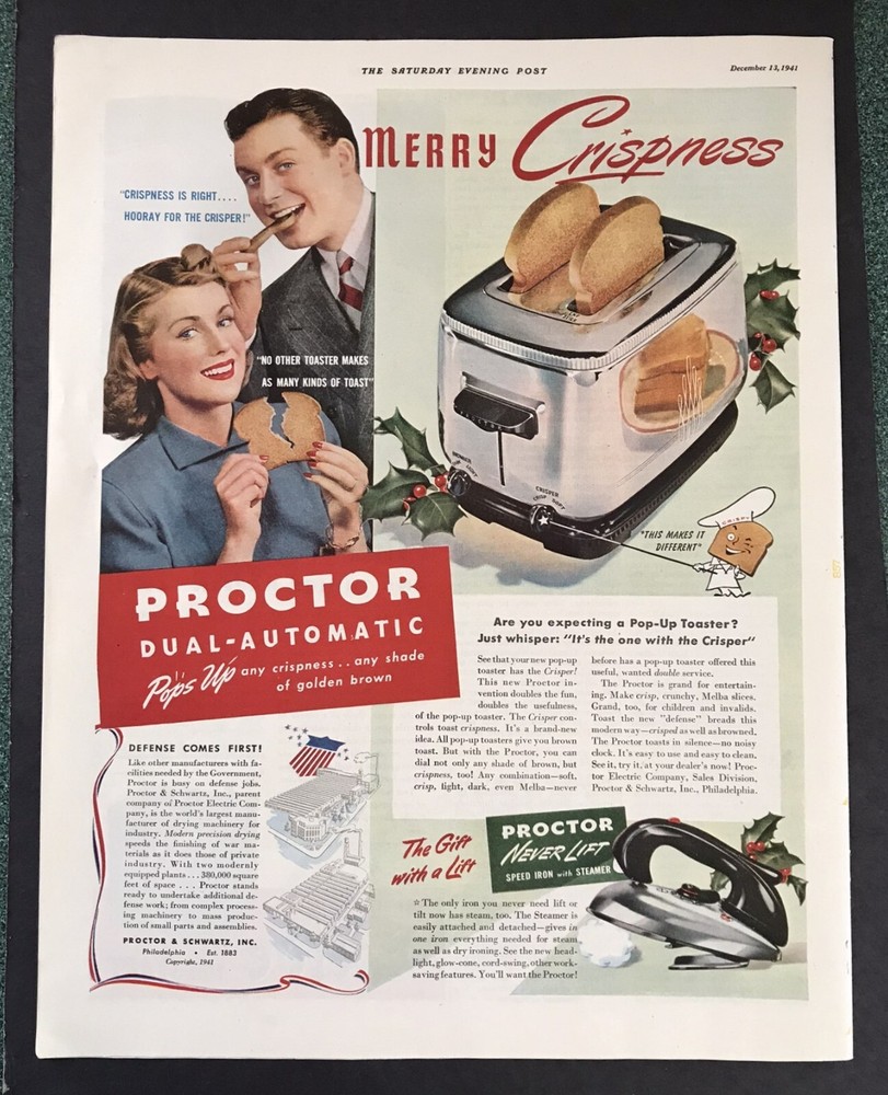 Proctor Dual-Automatic  original   Toaster Ad