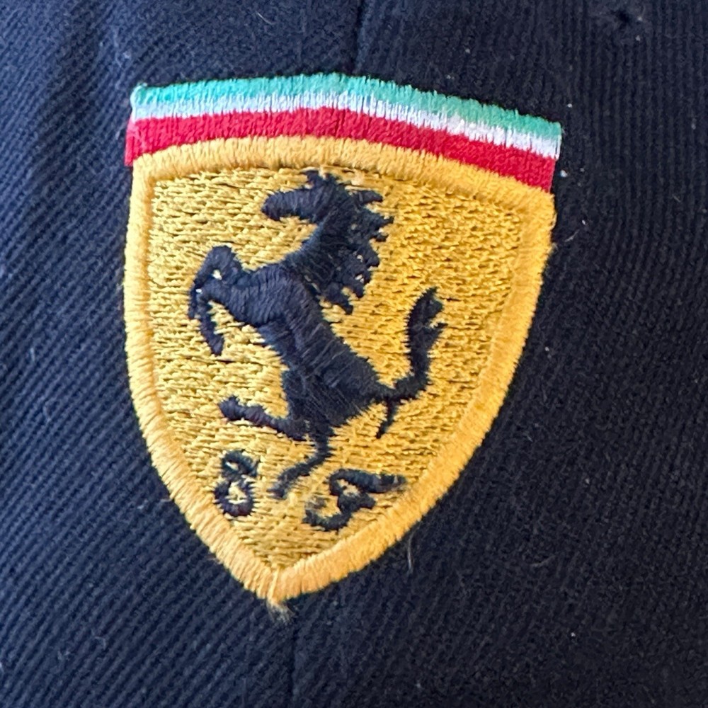 Ferrari Solid Black w Embroidered Logo Adjustable Hat Cap One Size EUC