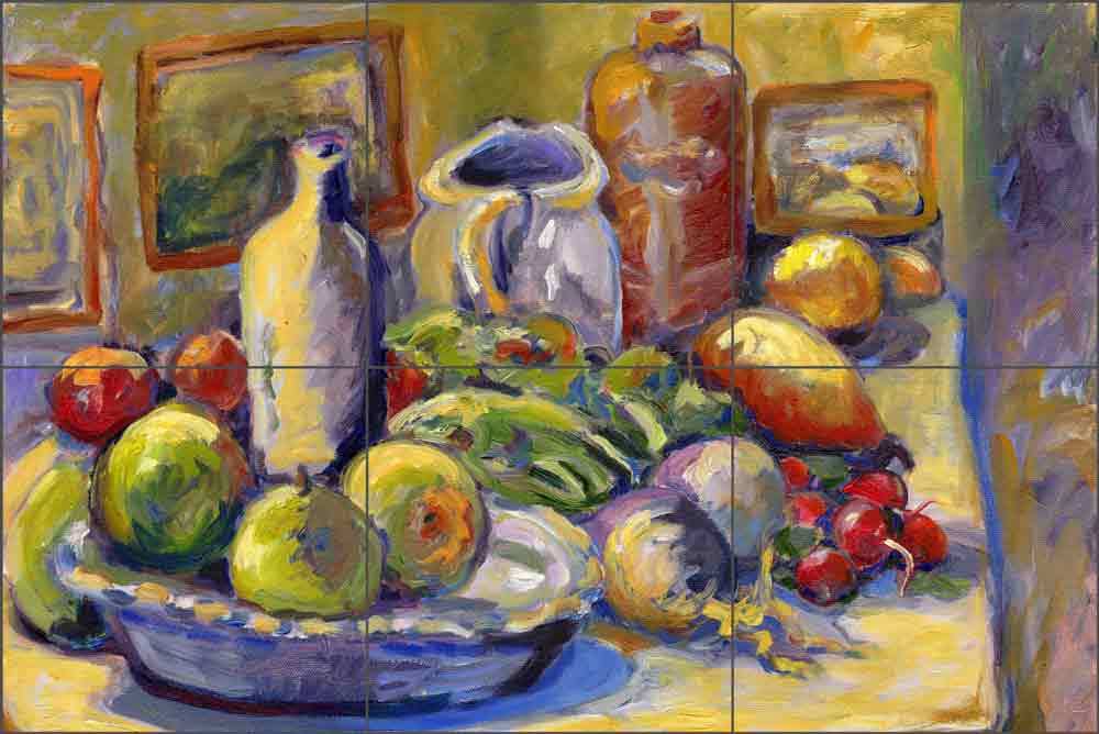 Fruit Tile Backsplash Margosian Still Life Kitchen Art Ceramic Mural JM002