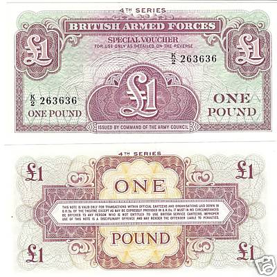BRITISH ARM FORCES 1 POUND NOTE 4TH SERIES UNC~FR/SHIP~