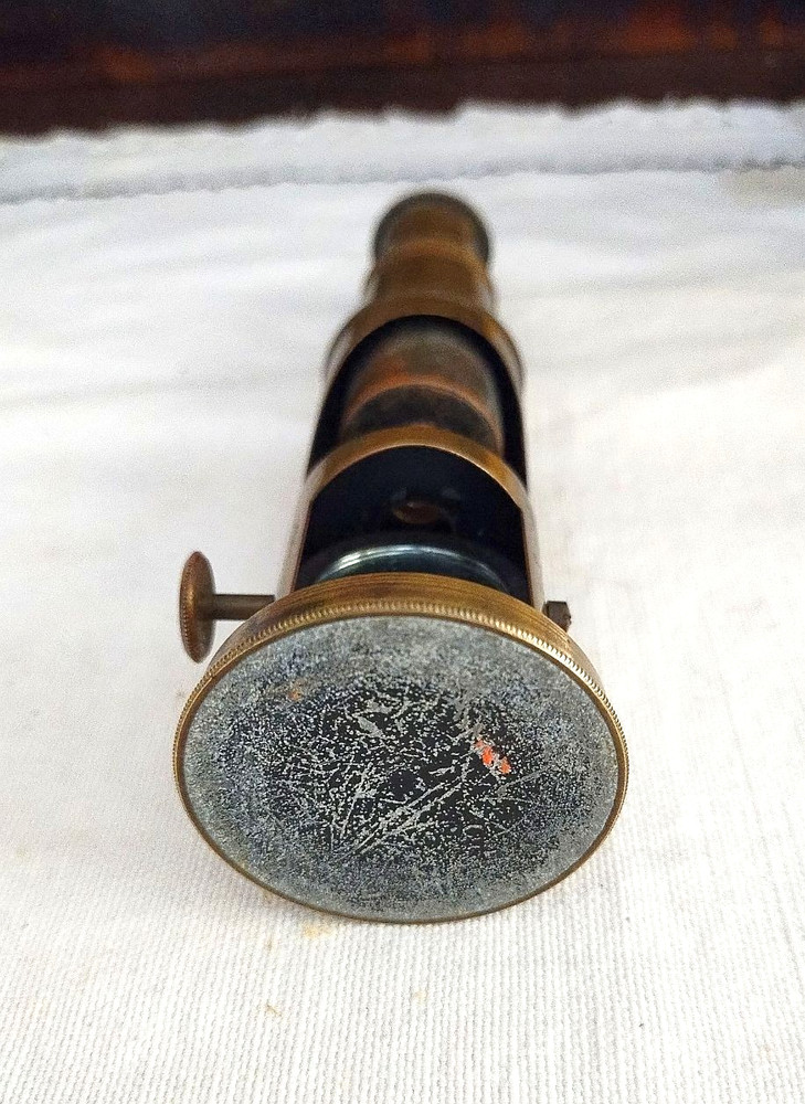 Old brass field microscope