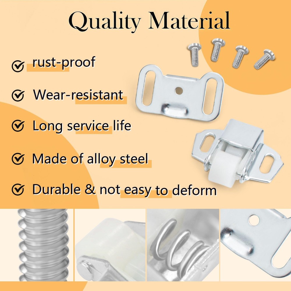 2 Pack Mailbox Replacement Roller Catch Assembly Including Screws Silver