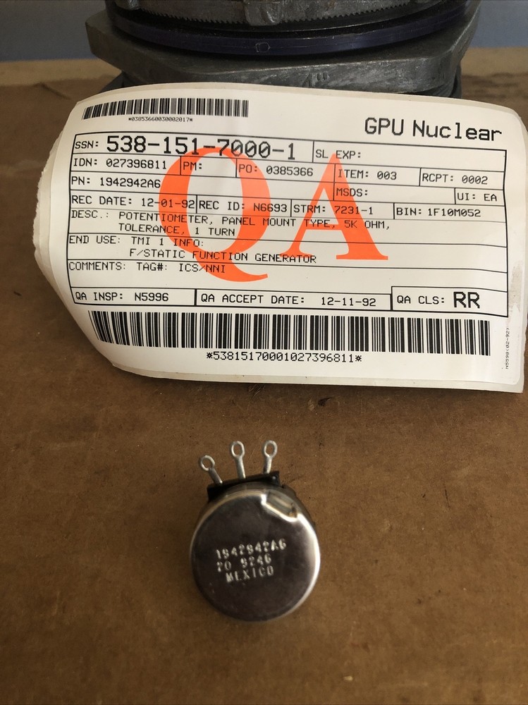 POTENTIOMETER Panel Mount Type  1 Turn,