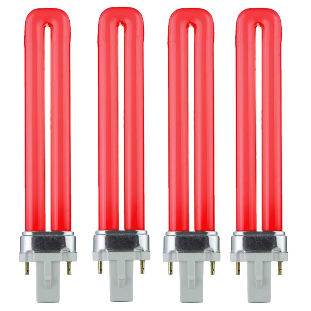 4Pack 6.5" Replacement RedLight Bulb, PL2-Pin Fluorescent UShaped Bulb, 9W, 120V