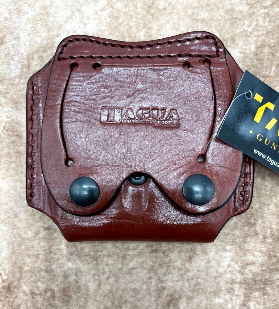 For DOUBLE STACK GLOCK 17 19 20 21 ++ Brown Leather Double Magazine Carrier