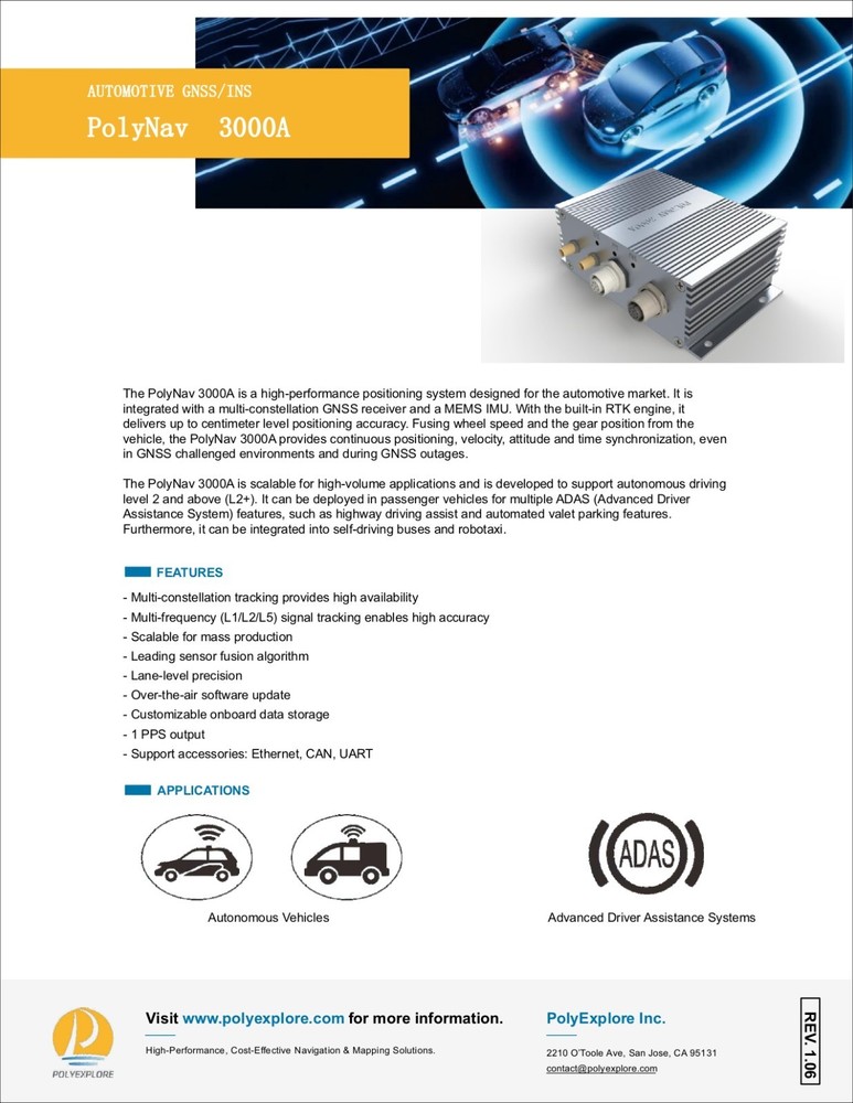 PolyNav 3000A GNSS/INS RTK System + Dual Multi-Band Antennas