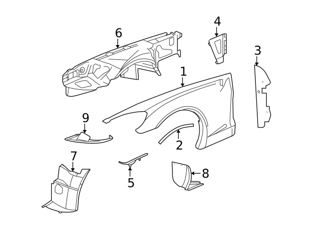 Genuine GM Front Driver Side Wheelhouse Panel 22774644