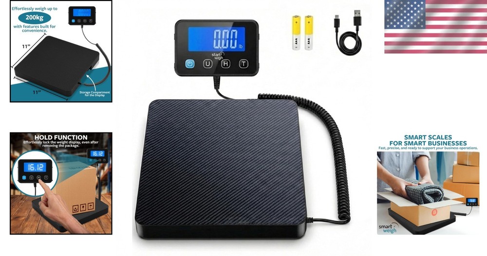 Professional Digital Package Scale, 220 lb Capacity with Hold & Tare Features