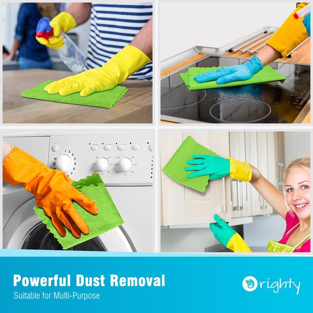 Orighty Microfiber Cleaning Cloth, 24 Pack Highly Absorbent 24 Pack, Green