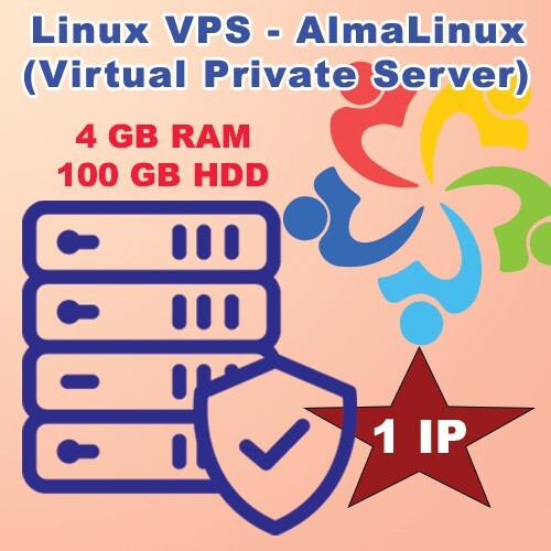 Linux VPS - AlmaLinux (Virtual Private Server) 4GB RAM + 100GB HDD