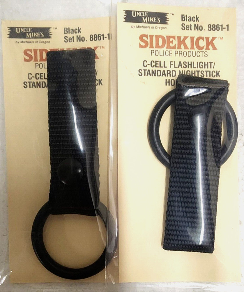 2) PACK!!! Uncle Mike's C-Cell Flash Light Holder/Baton Holder 8861-1 Black NEW