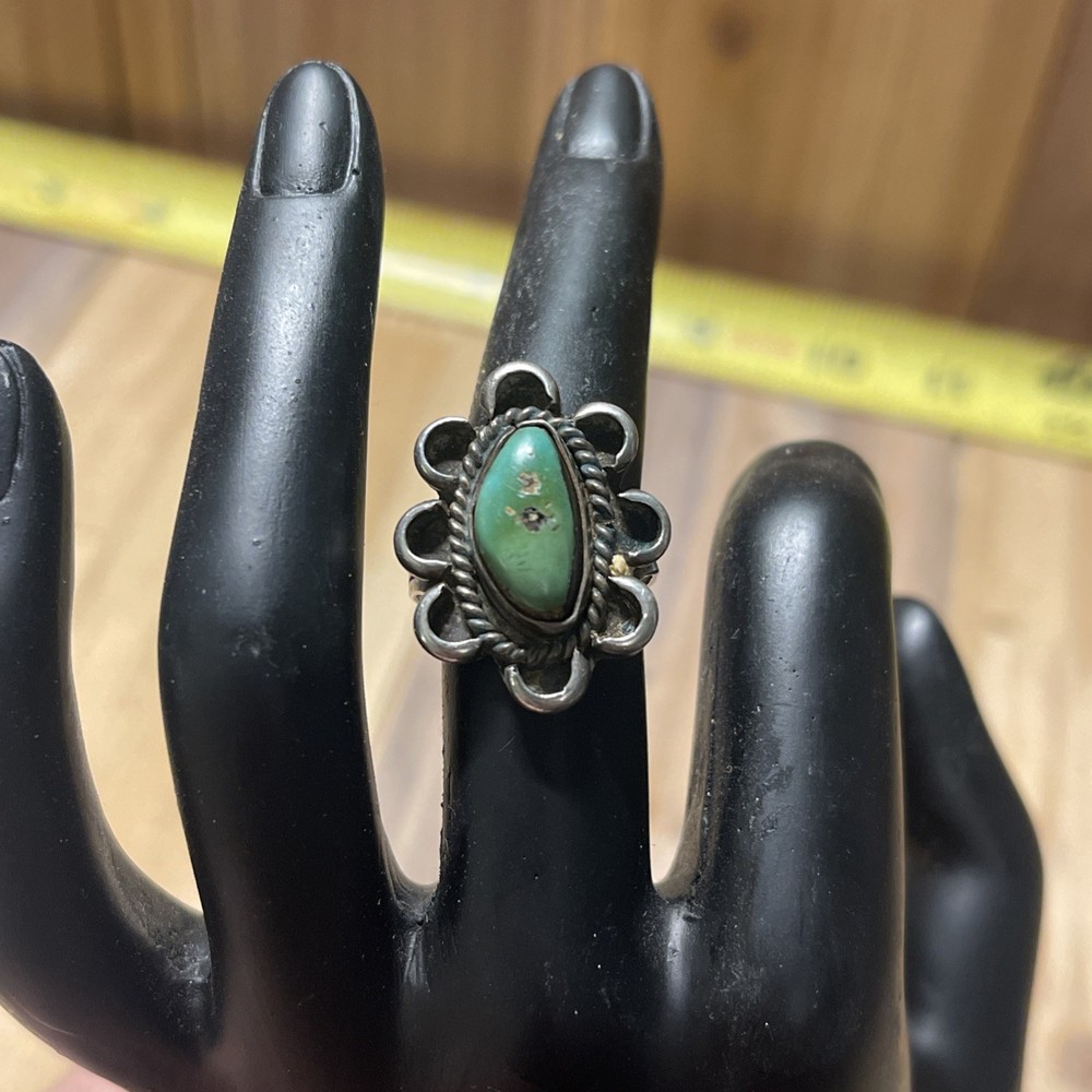 Sterling Silver And Chunky Turquoise Ring. Size 7
