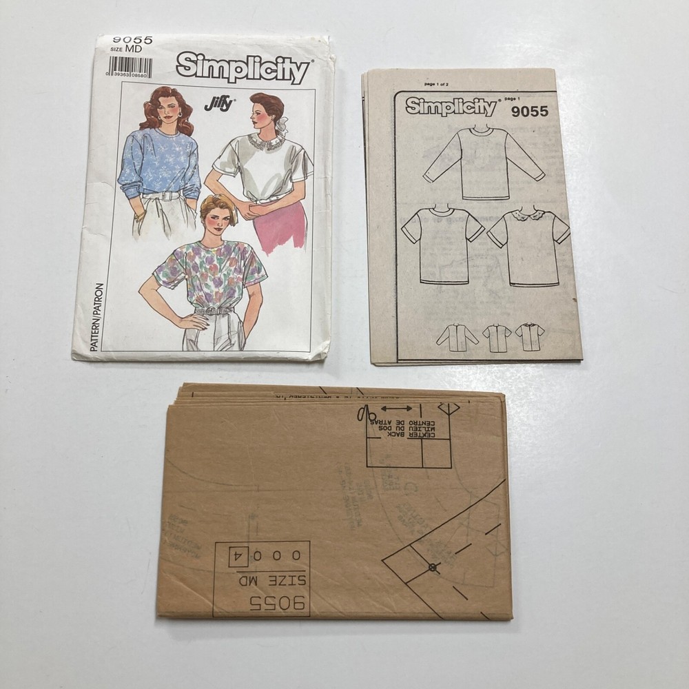 Simplicity 9055 Size Medium Pullover Top Sleeve Variations Uncut Factory Folds