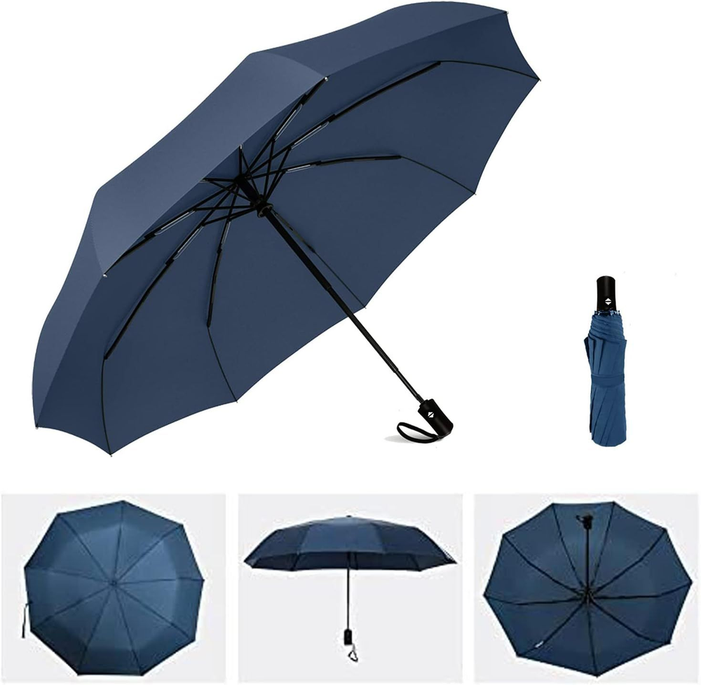 SIEPASA Windproof Travel Compact Umbrella-Automatic Small Size, Navy Blue