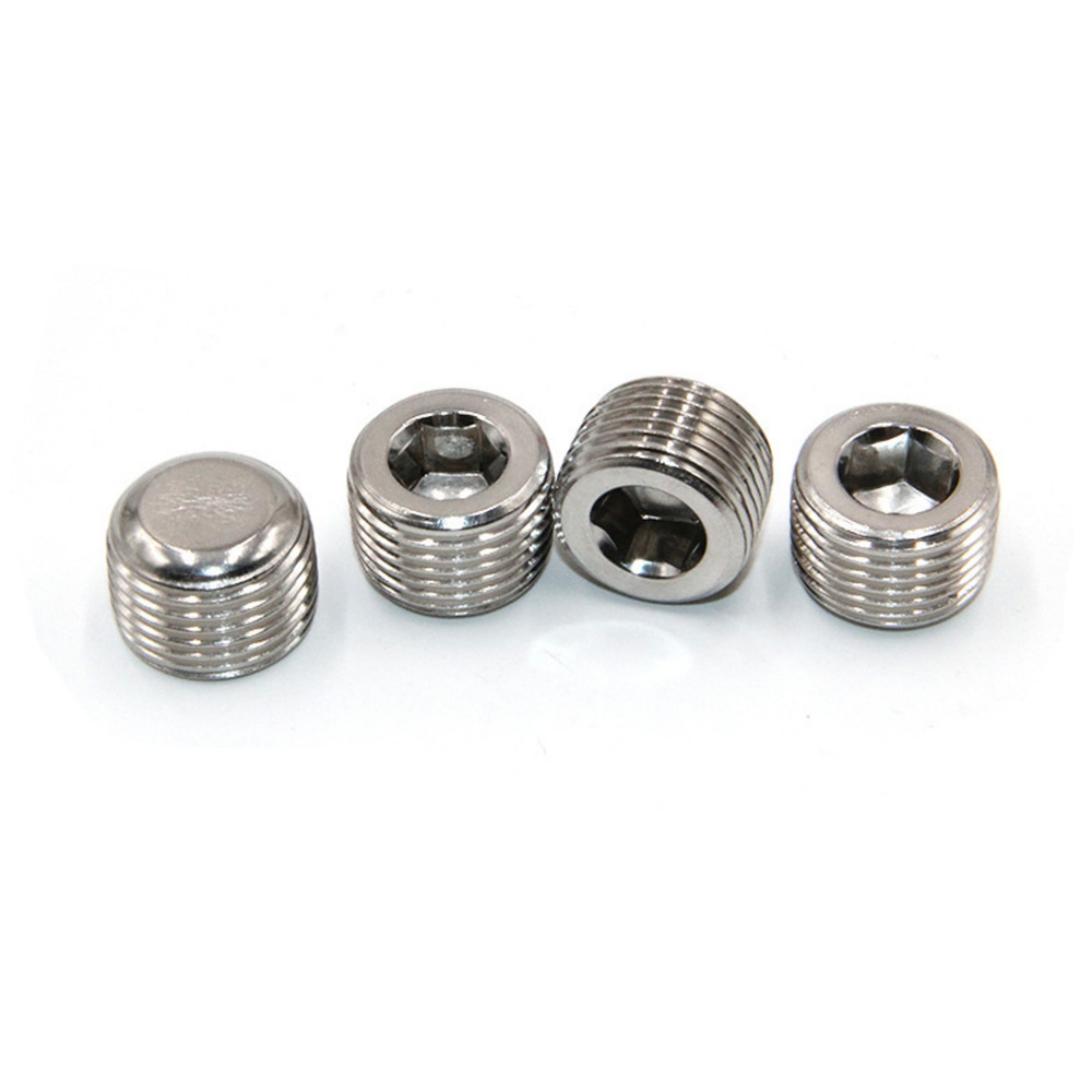 5 Pack 1/8NPT Male Pipe Plug Internal Hex Thread Socket Stainless Steel Silver