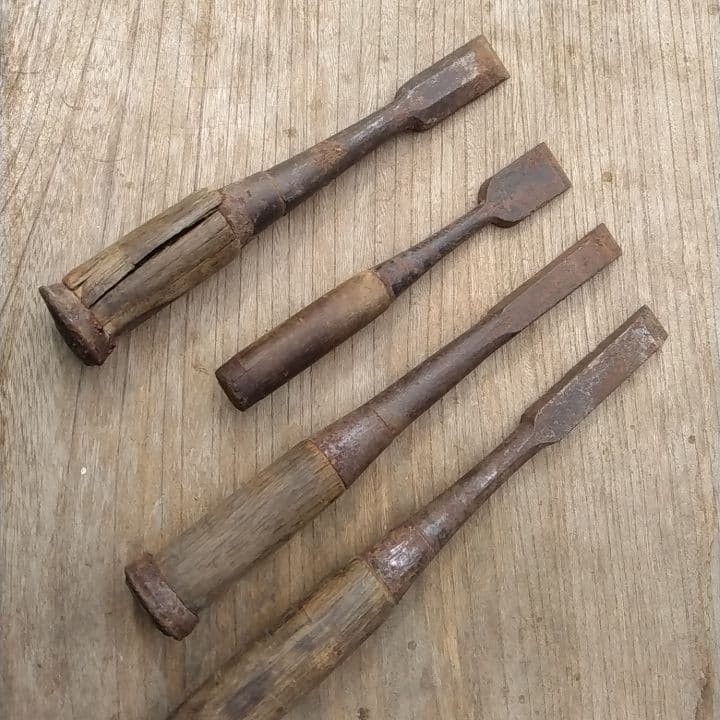 Vintage Japanese Chisel Set Tool 4 Pieces