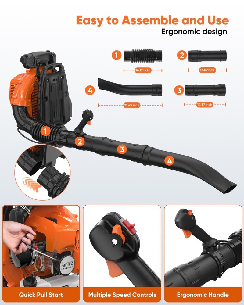 Leaf Blower 75.6cc 2-Stroke Backpack Gas Powered Leaf Blower 847CFM 236 MPH US