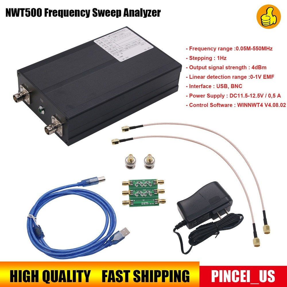 NWT500 BNC Frequency Sweep Analyzer Amplitude Frequency Meter DC12V 50K-550M