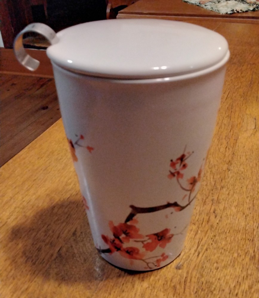 Tea Forte Kati Cup Ceramic With Infuser & Lid Cherry Blossoms
